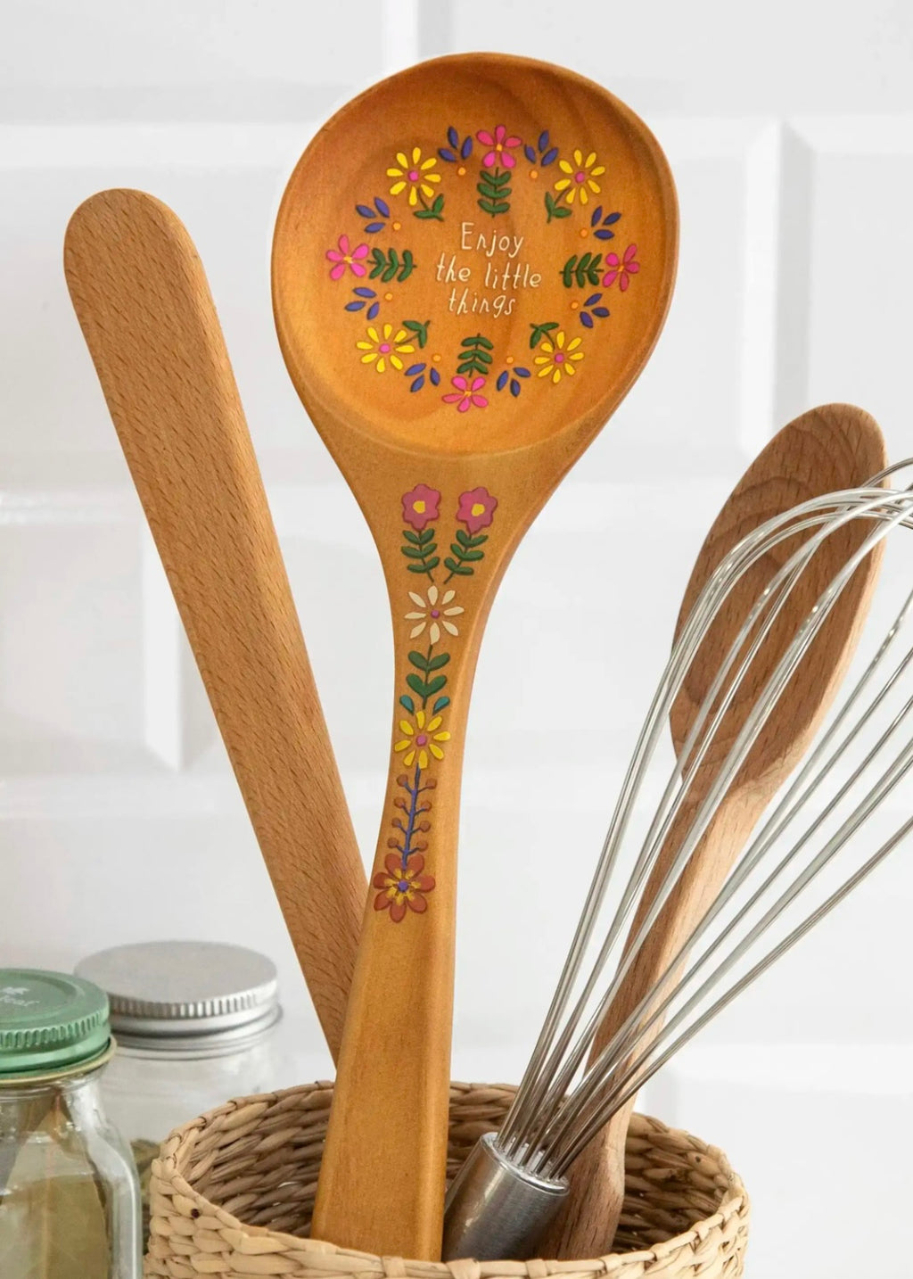 Natural Life Folk Flower Wooden Spoon