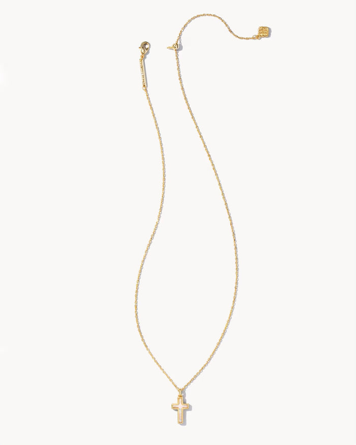 Kendra Scott White Opal Cross Pendant Necklace