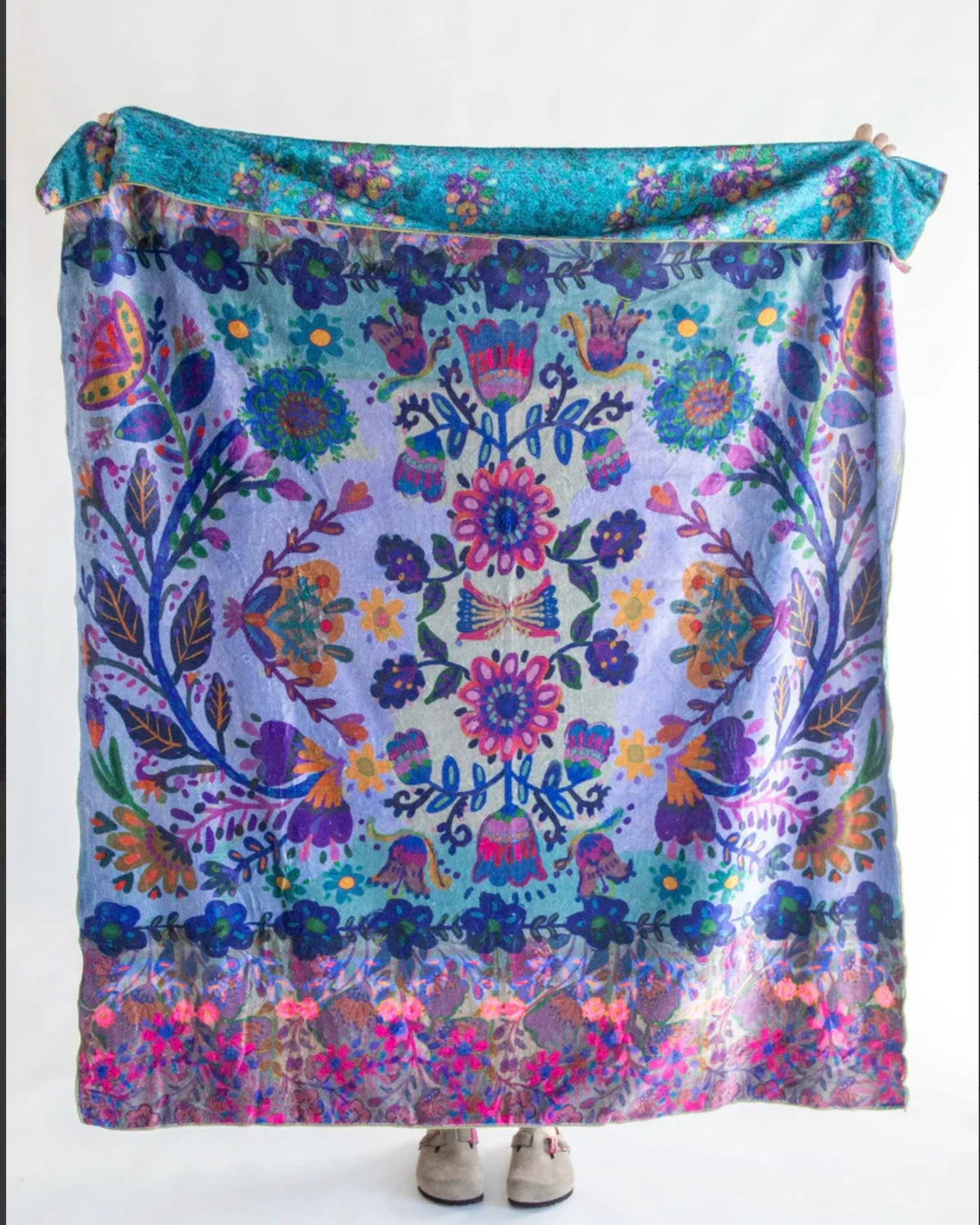 Natural Life Reversible Cozy Blanket in Indigo Mandala