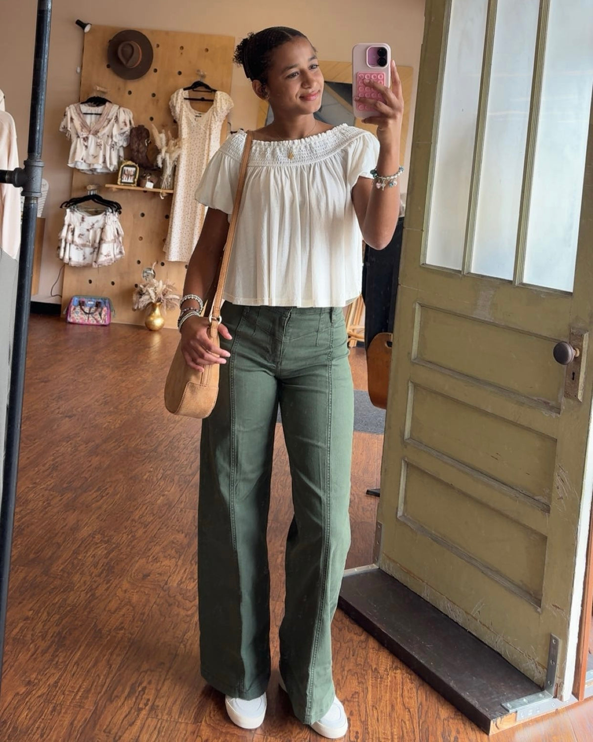 Free People Libre Wide Leg Jeans in Thyme