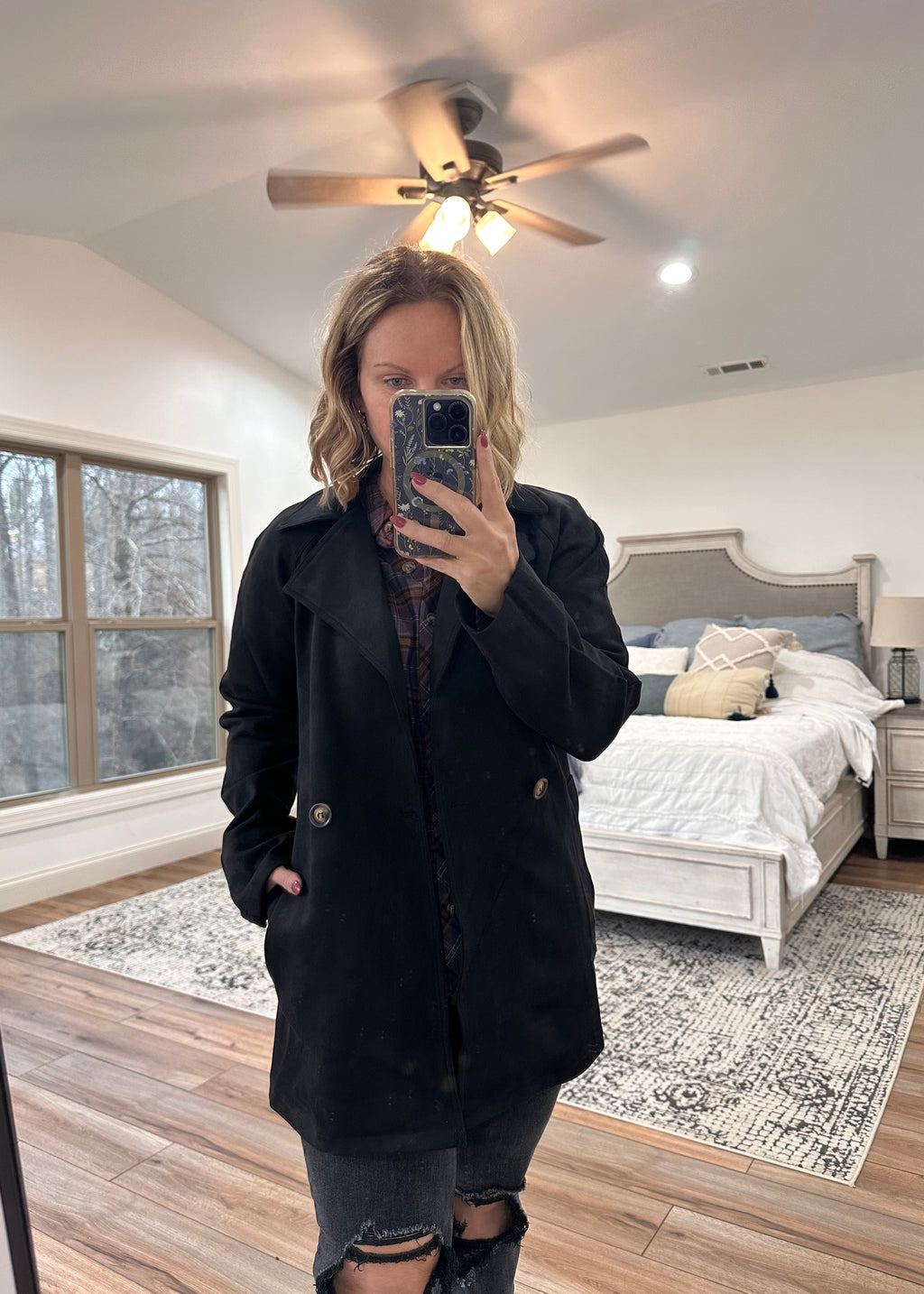 Suede Pea Coat