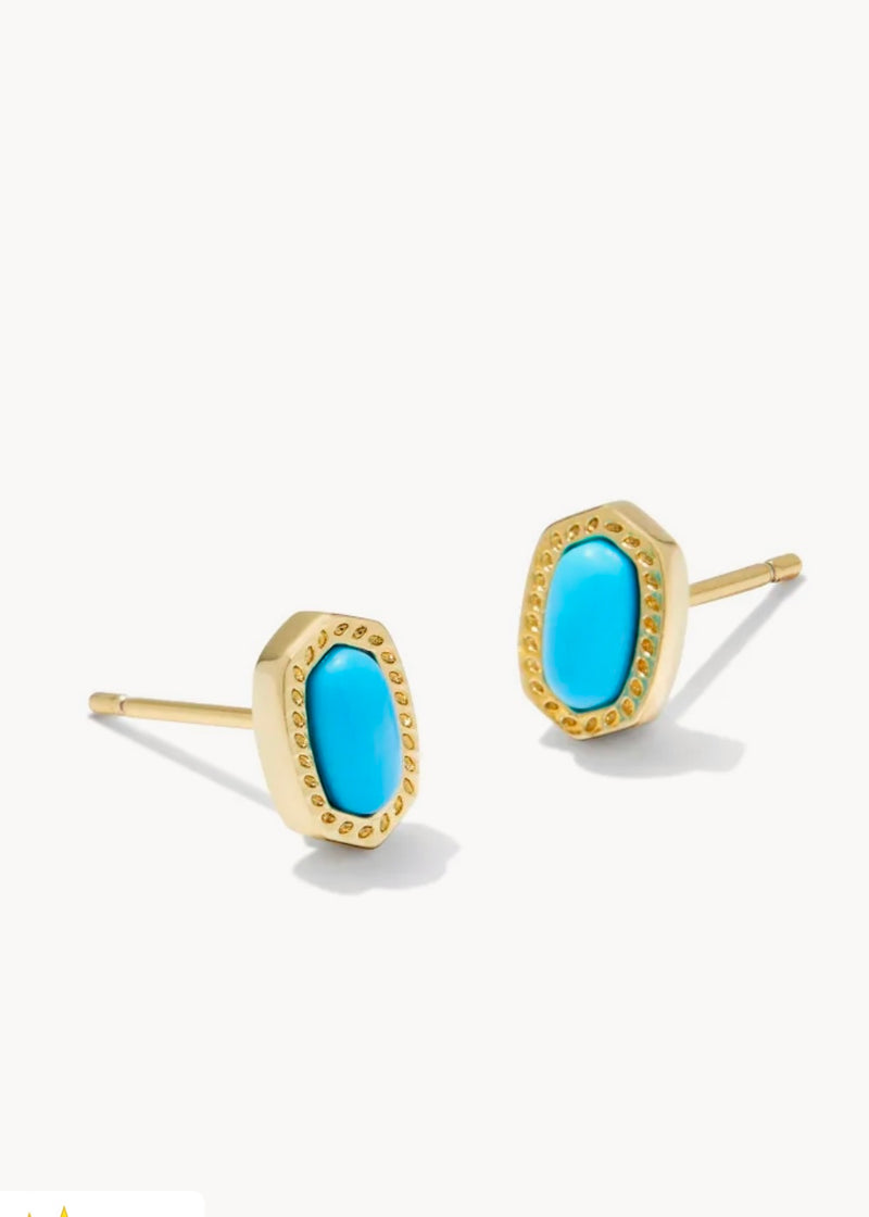 Kendra Scott Baby Ellie Gold Stud Earrings Turquoise Magnesite