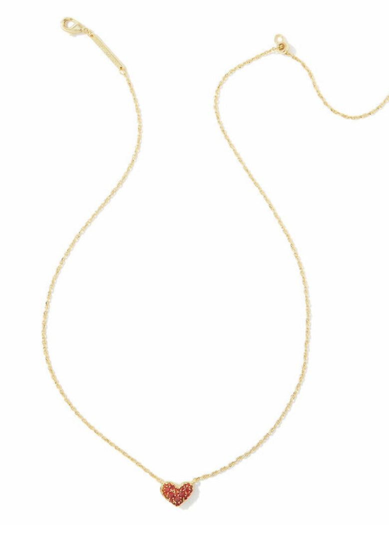 Kendra Scott Gold Ari Red Heart Crystal Necklace