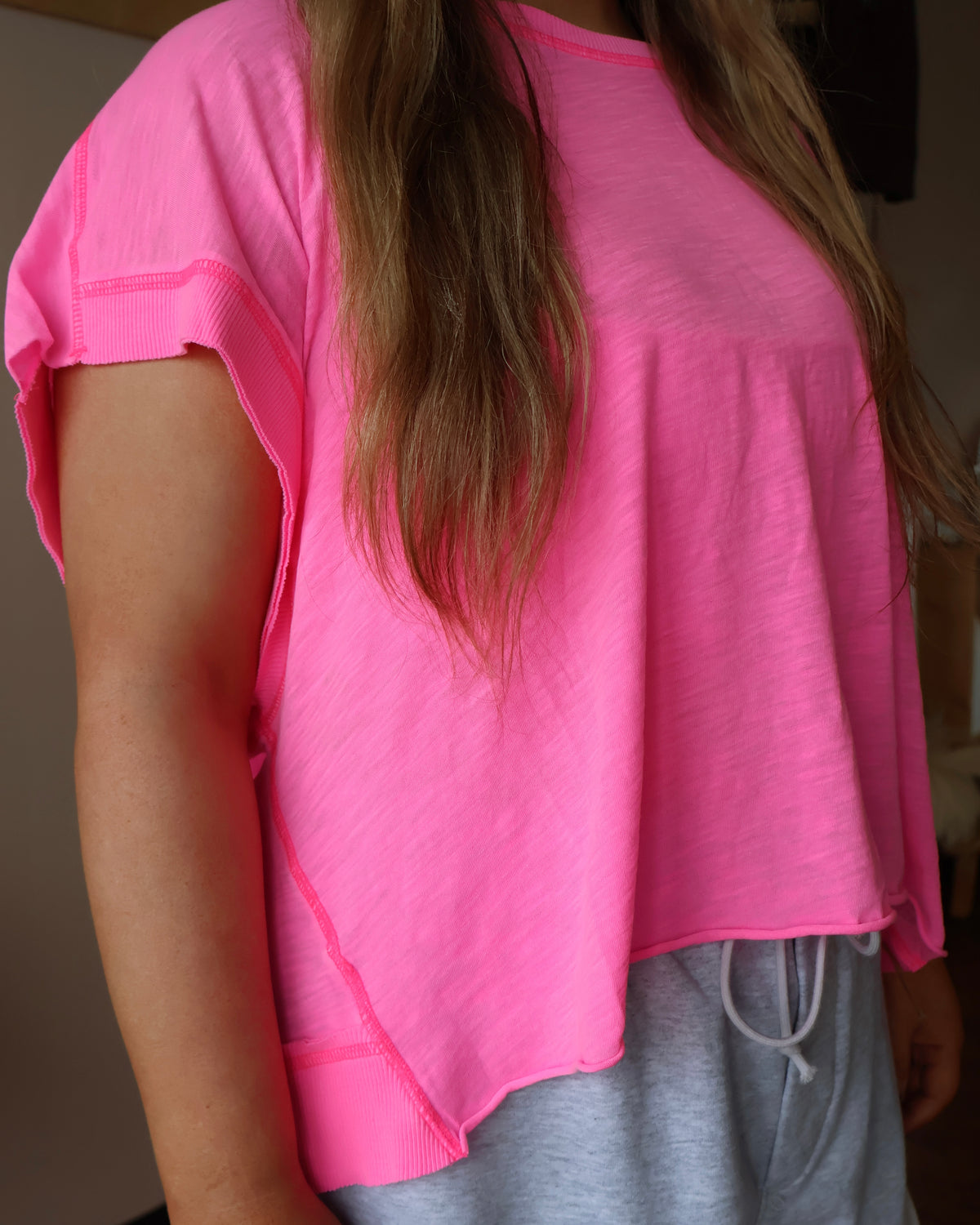 Free People My Time Tee in Hot Pink