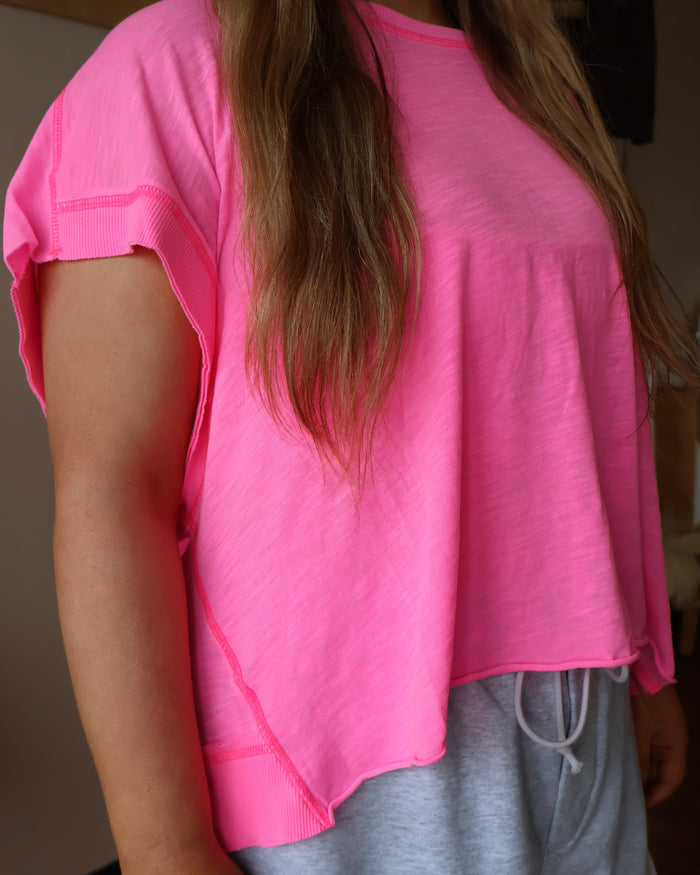 Free People My Time Tee in Hot Pink