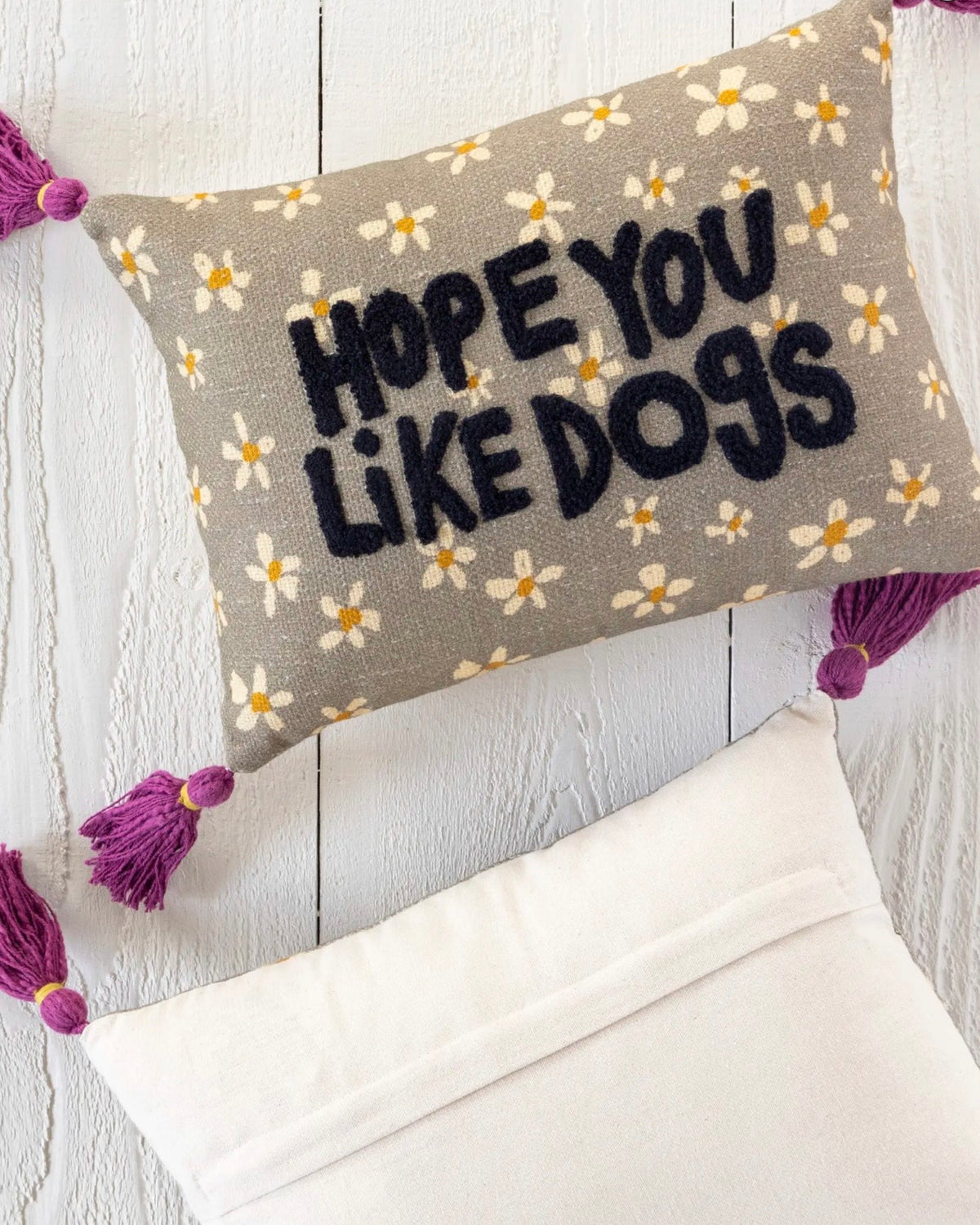 Natural Life Boho Tassel Pillow - I hope You Like Dogs