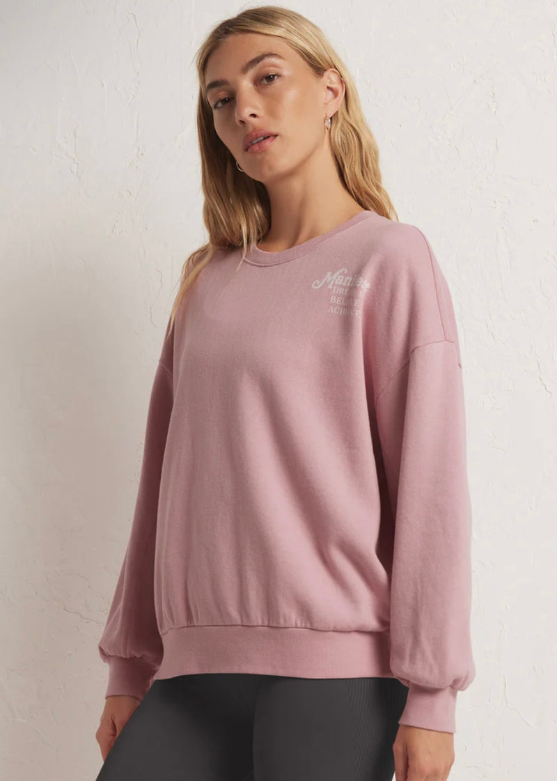 Z Supply Oversized Manifest Sweatshirt Pink Passion