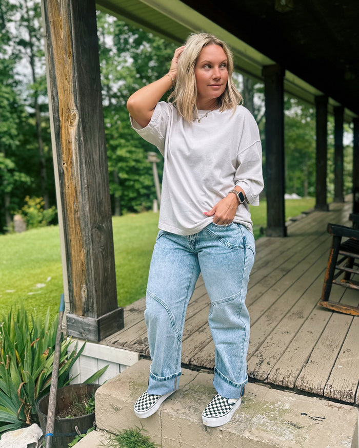 Free People Perfect Oversized Tee in Morning Oat