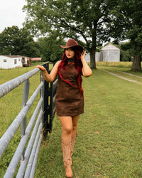 Free People Atlas Suede Mini in chocolate brown