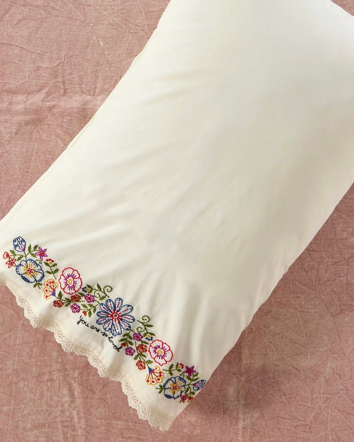 Natural Life Embroidered So Loved Pillow