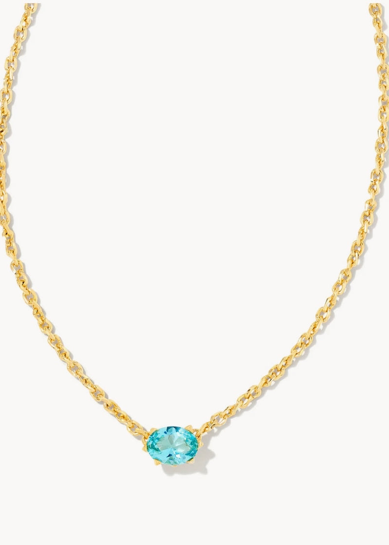 Kendra Scott Cailin Gold Pendant Necklace in Aqua Crystal