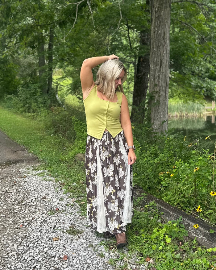 Pops of Pistachio Mesh Lace Skirt