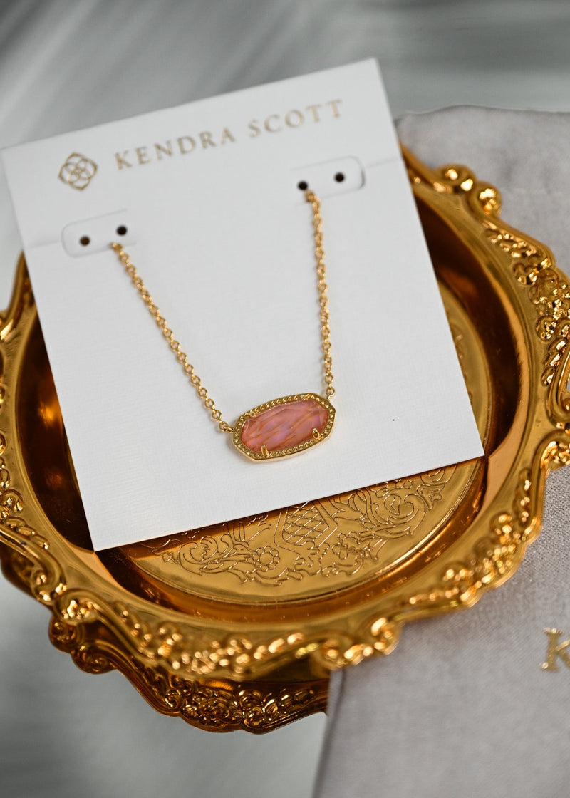 Kendra Scott Gold Necklace Light Pink Abalone