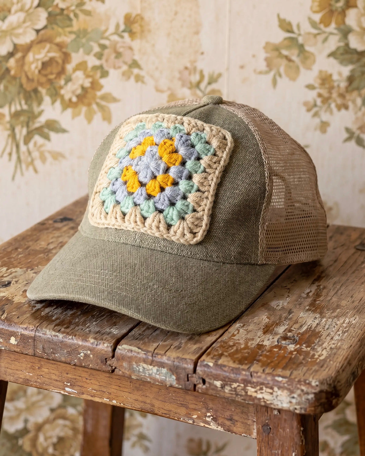 Natural Life Granny Square Trucker Hat