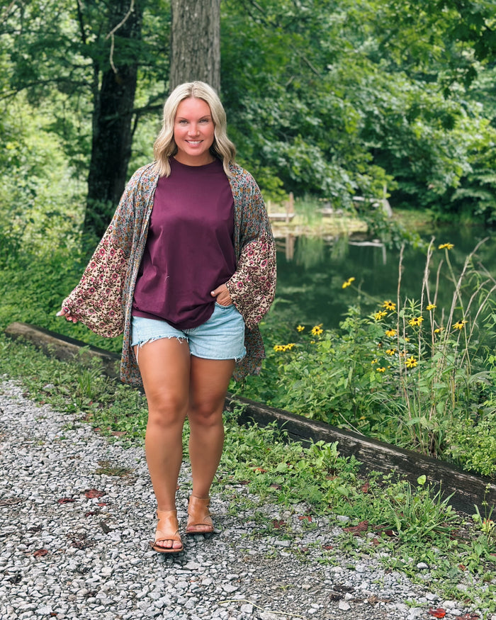 Natural Life Take It In Tee in cranberry