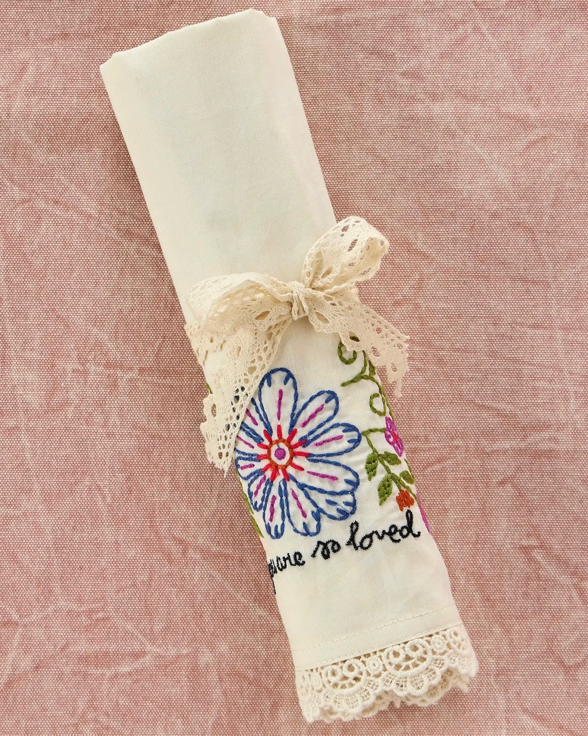 Natural Life Embroidered So Loved Pillow