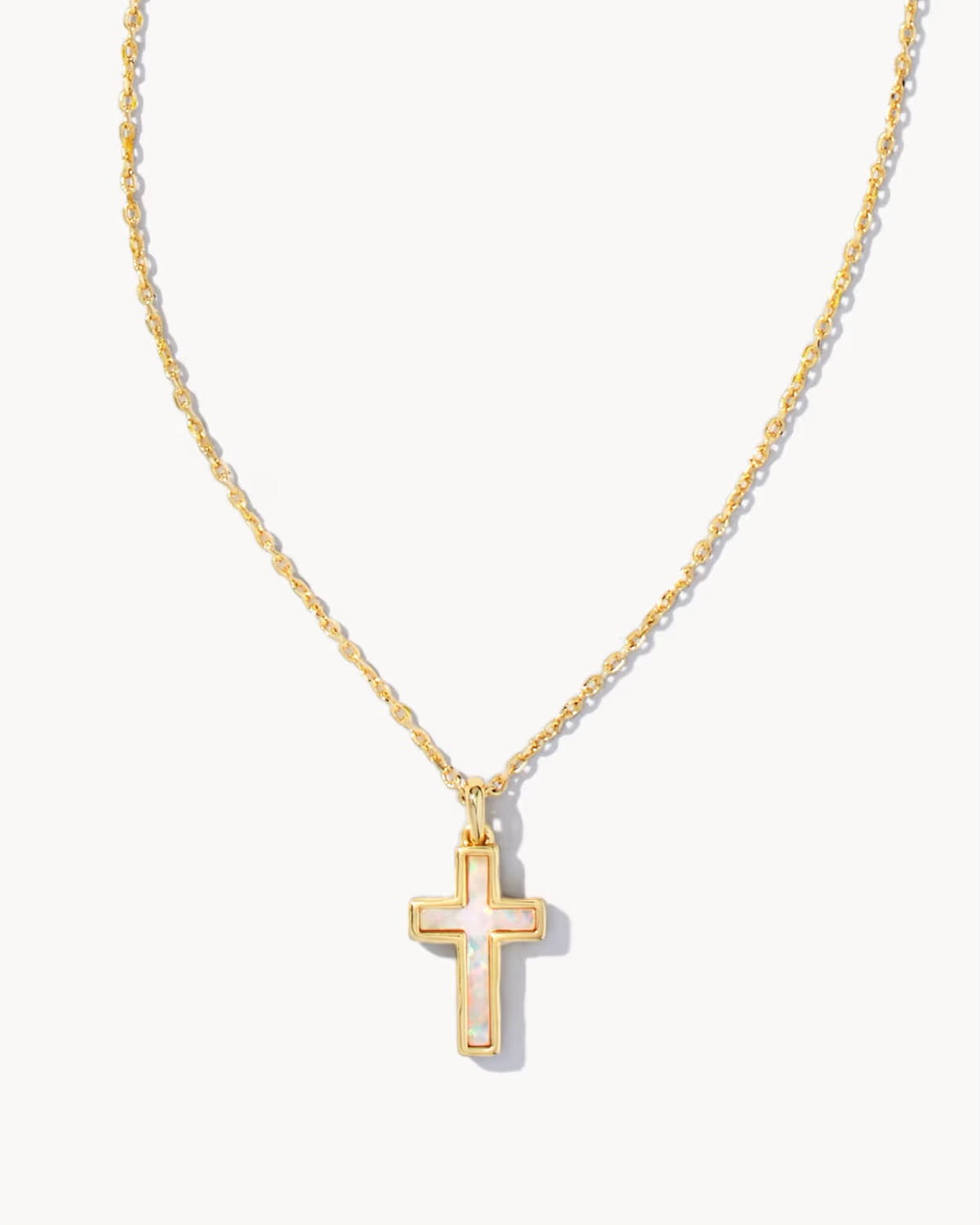 Kendra Scott White Opal Cross Pendant Necklace