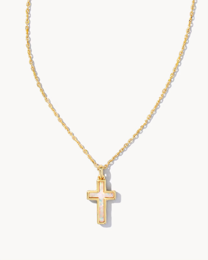 Kendra Scott White Opal Cross Pendant Necklace
