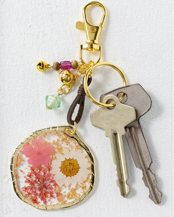 Natural Life Pressed Flower Bag Charm + Key Chain