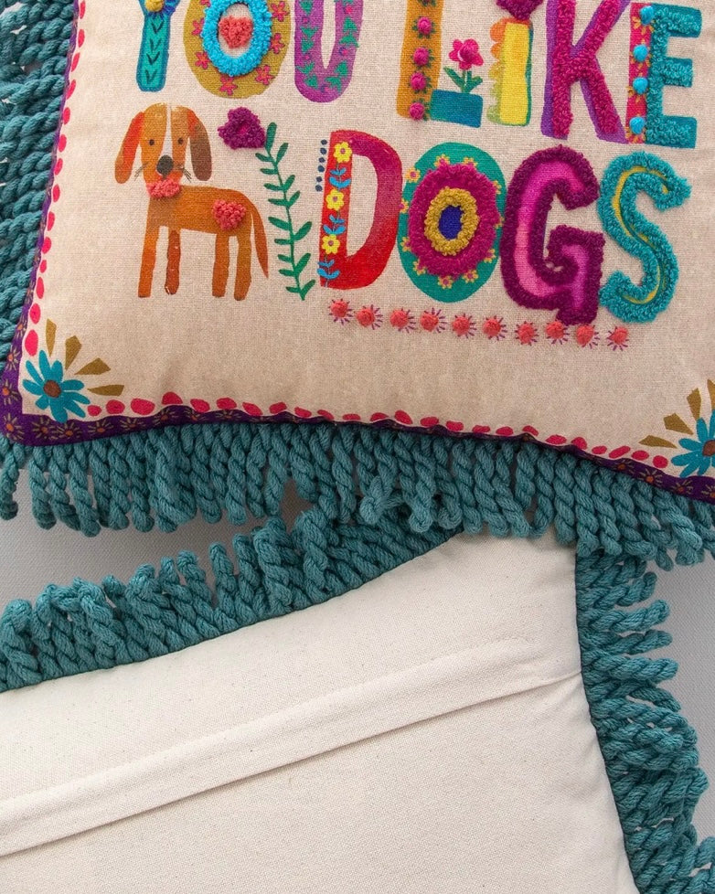 Natural Life Boho Tufted Pillows - Hope You Like: Dog or Cat