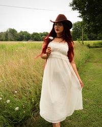 Cinched & Ruffled Side Tie Maxi Dress