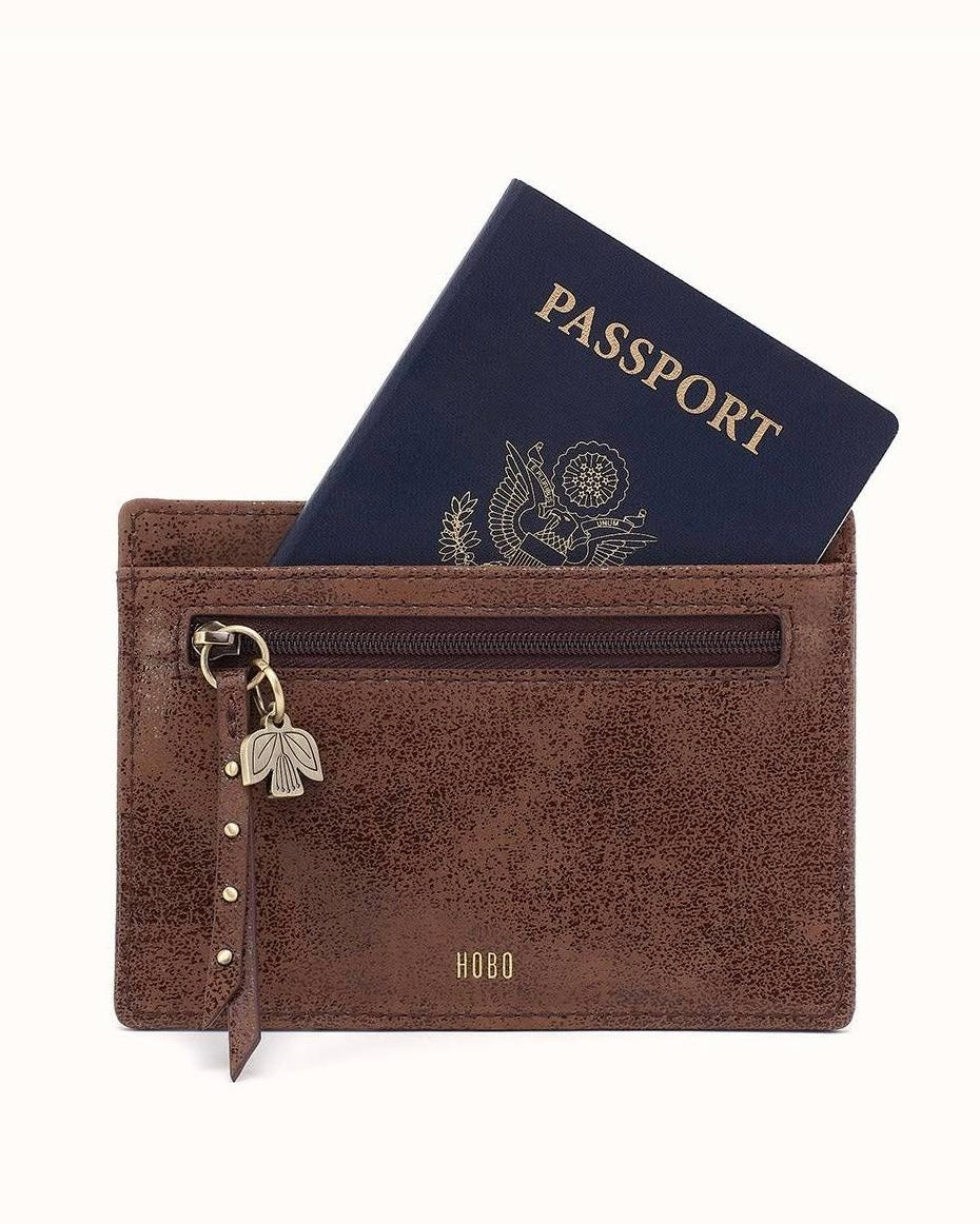 Hobo Euro Slide Card Case Buffed Leather Mocha