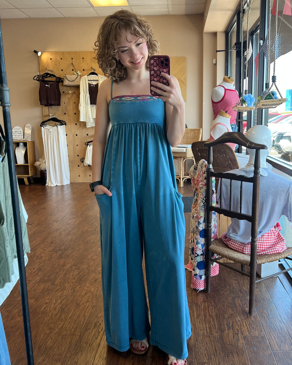 Free People Hot Shot Strappy Onesie in Riptide
