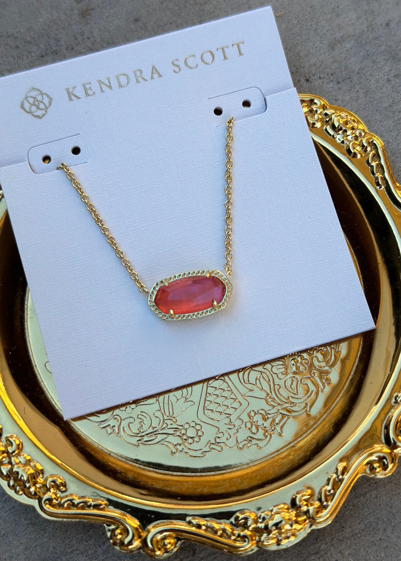 Kendra Scott Coral Pink MOP Necklace in Gold