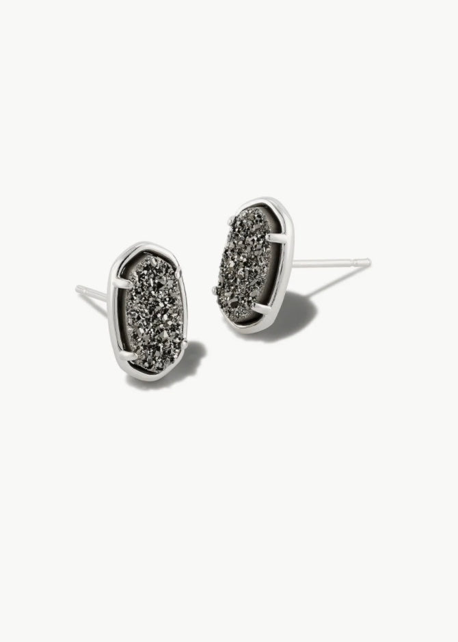 Kendra Scott Grayson Silver Stud Earrings in Platinum Drusy