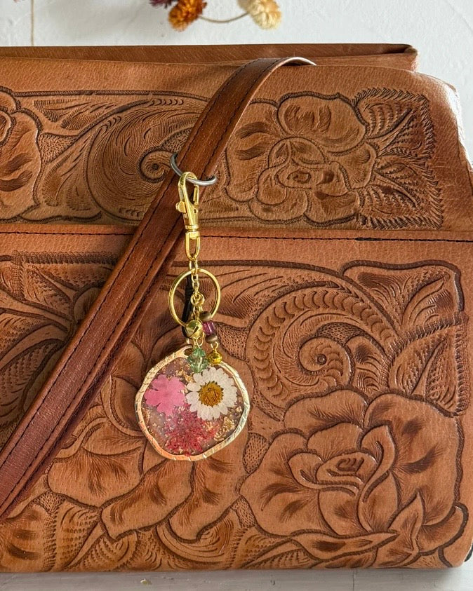 Natural Life Pressed Flower Bag Charm + Key Chain