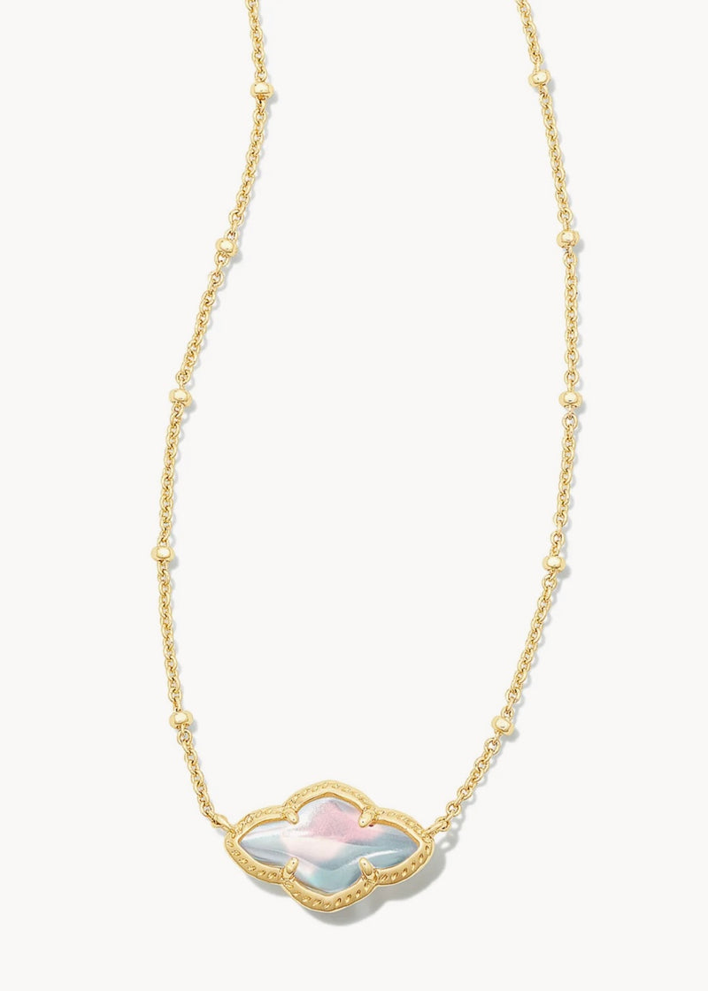 Kendra Scott Abbie Pendant Gold Necklace Dichroic Glass