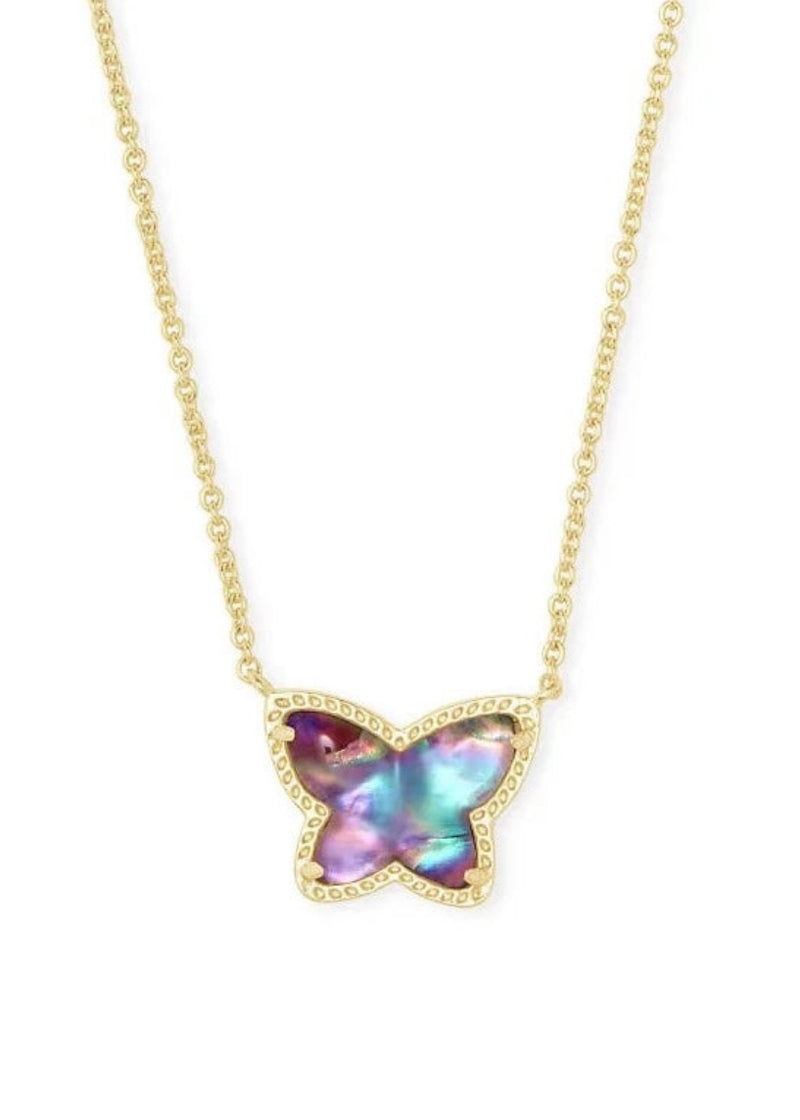 Kendra Scott Gold Lillia Butterfly Pendant Necklace Liliac Abalone