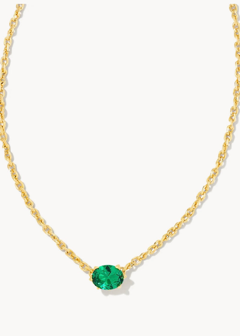 Kendra Scott Cailin Gold Pendant Necklace in Green Crystal