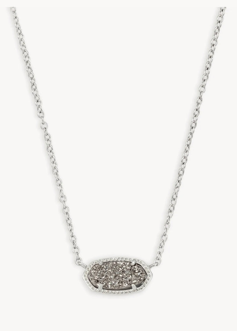 Kendra Scott Elisa Silver Pendant Necklace in Platinum Drusy