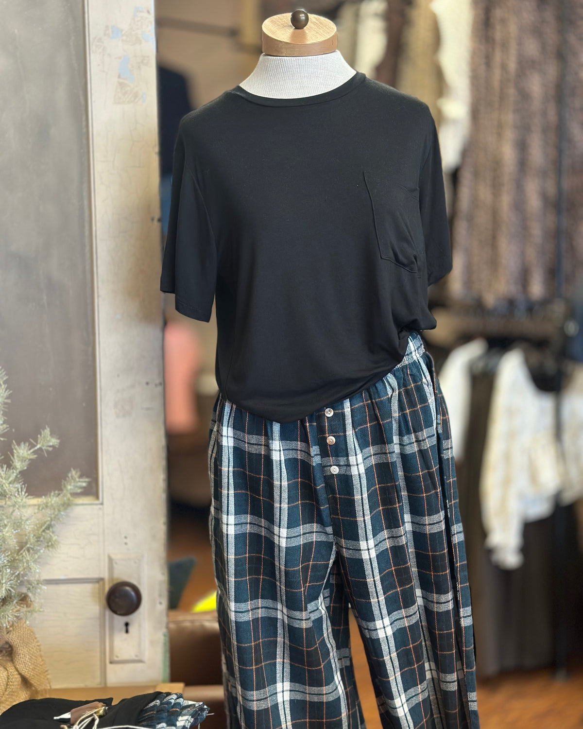 Plaid Pajama Pant Sets + Short Sleeve Shirt