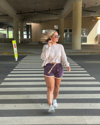 Free People Now or Never Shorts in Blackberry