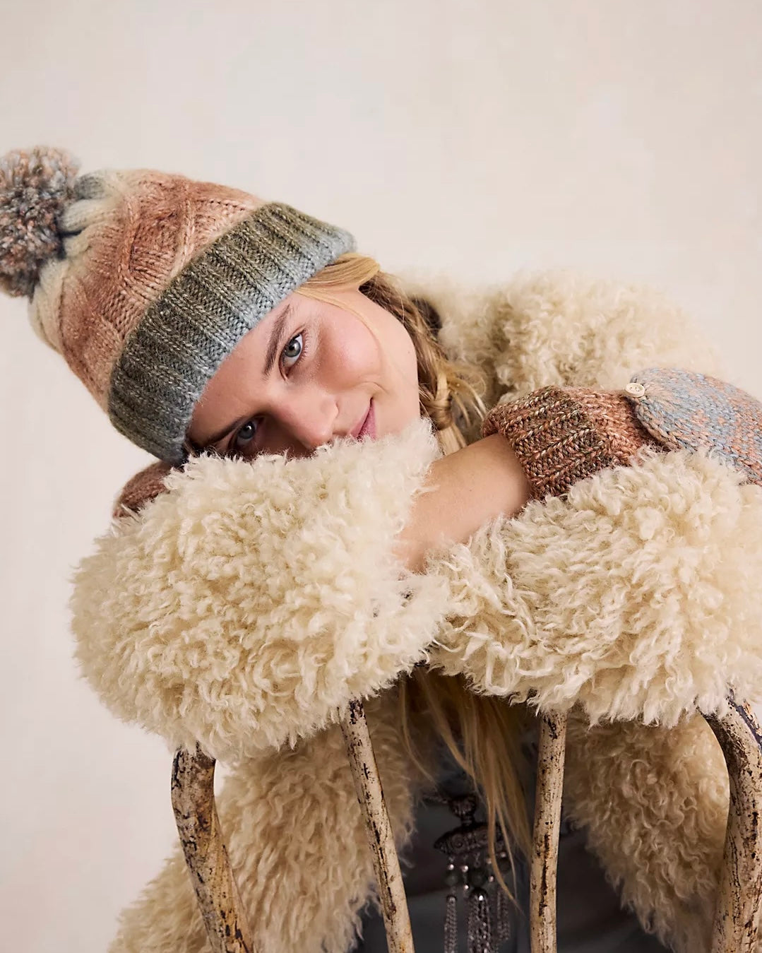 Free People Rainbow Run Hat + Gloves Set