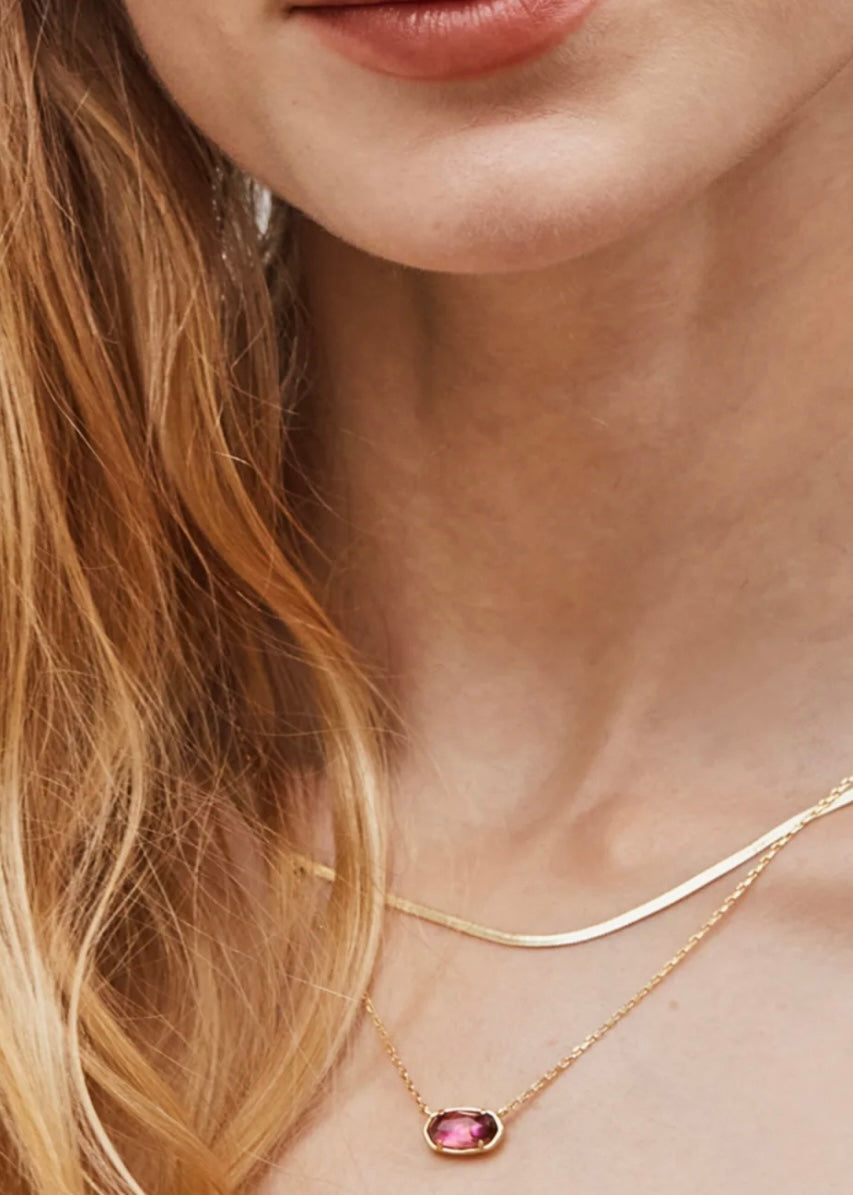 Kendra Scott Grayson Herringbone Gold Multi Strand Necklace in Burgundy Illusion
