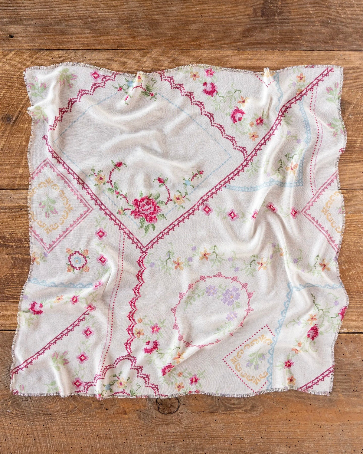 Natural Life Boho Bandana Scarf in Cross Stitch
