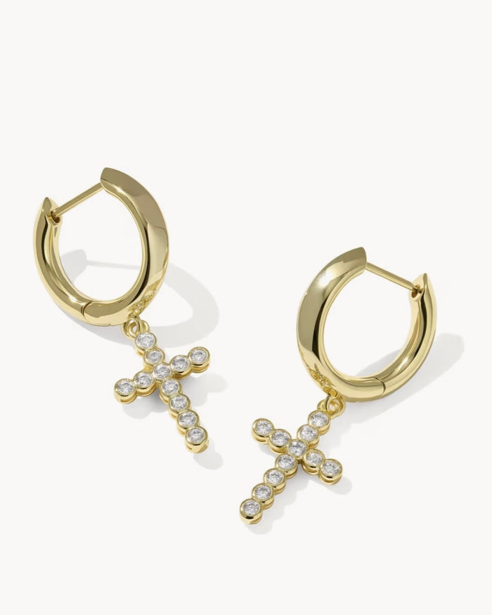 Kendra Scott Crystal Cross Huggies