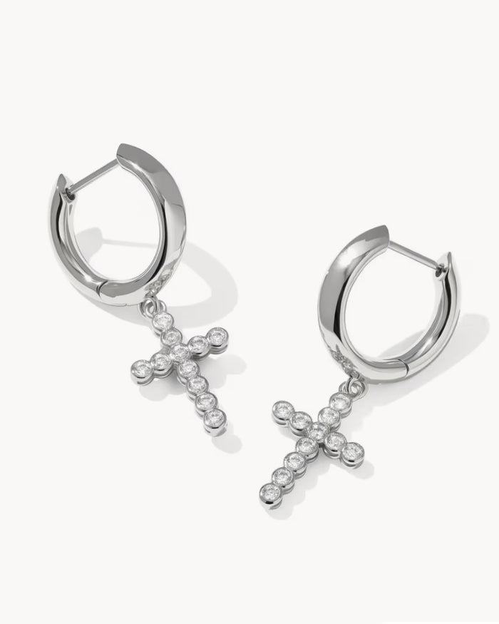 Kendra Scott Crystal Cross Huggies