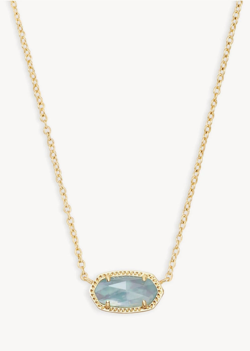 Kendra Scott Elisa Gold Pendant Necklace in Light Blue Illusion