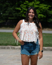 Sadie & Sage Rosita Pinktuck Lace Trim Top