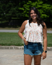 Sadie & Sage Rosita Pinktuck Lace Trim Top