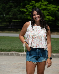 Sadie & Sage Rosita Pinktuck Lace Trim Top