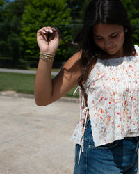 Sadie & Sage Rosita Pinktuck Lace Trim Top