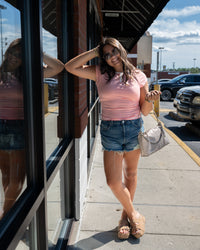 Free People Morning Pages Henley in Coral Combo