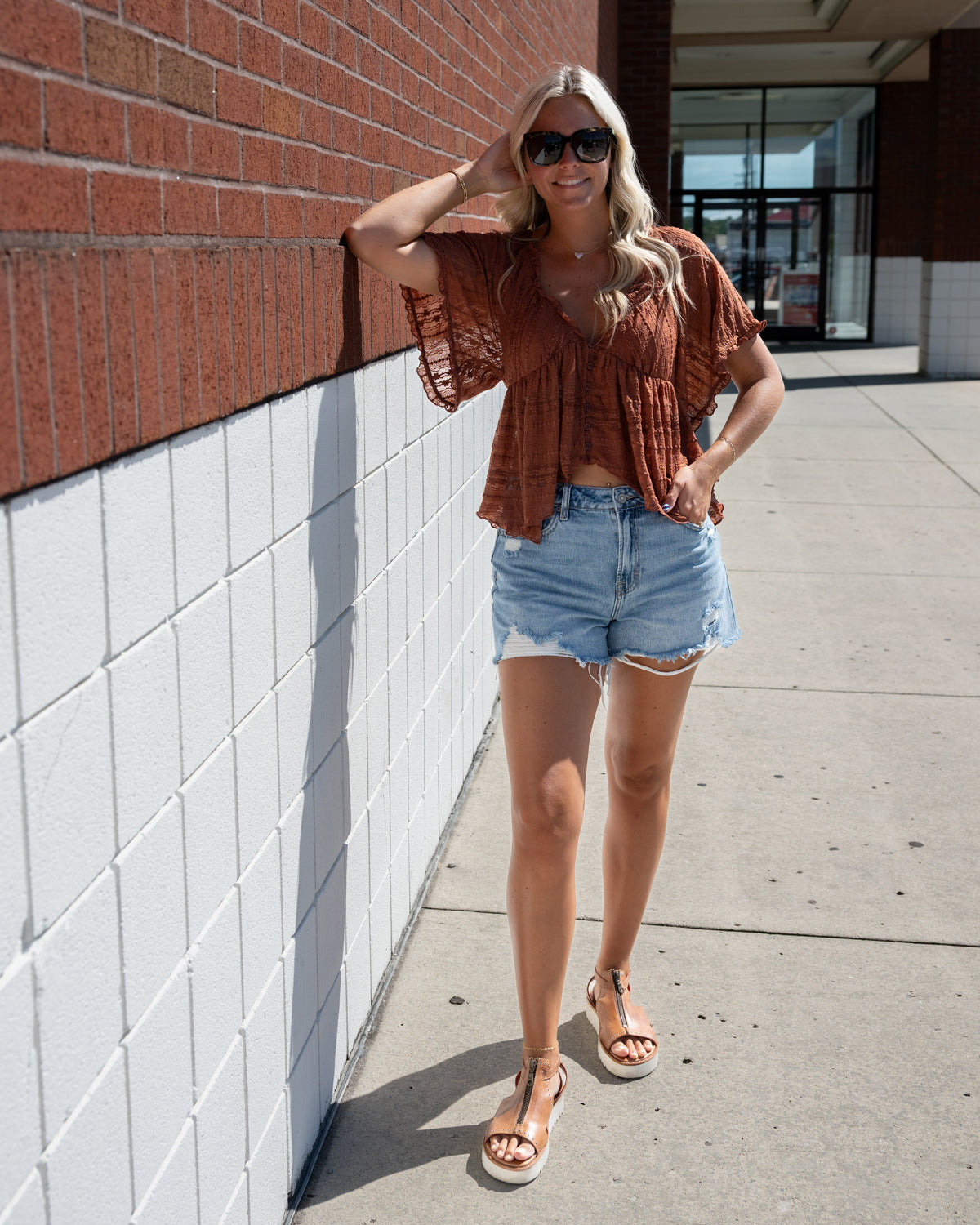 Free People In Your Dreams Lace Top in toasted cocoa