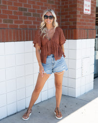 Free People In Your Dreams Lace Top in toasted cocoa