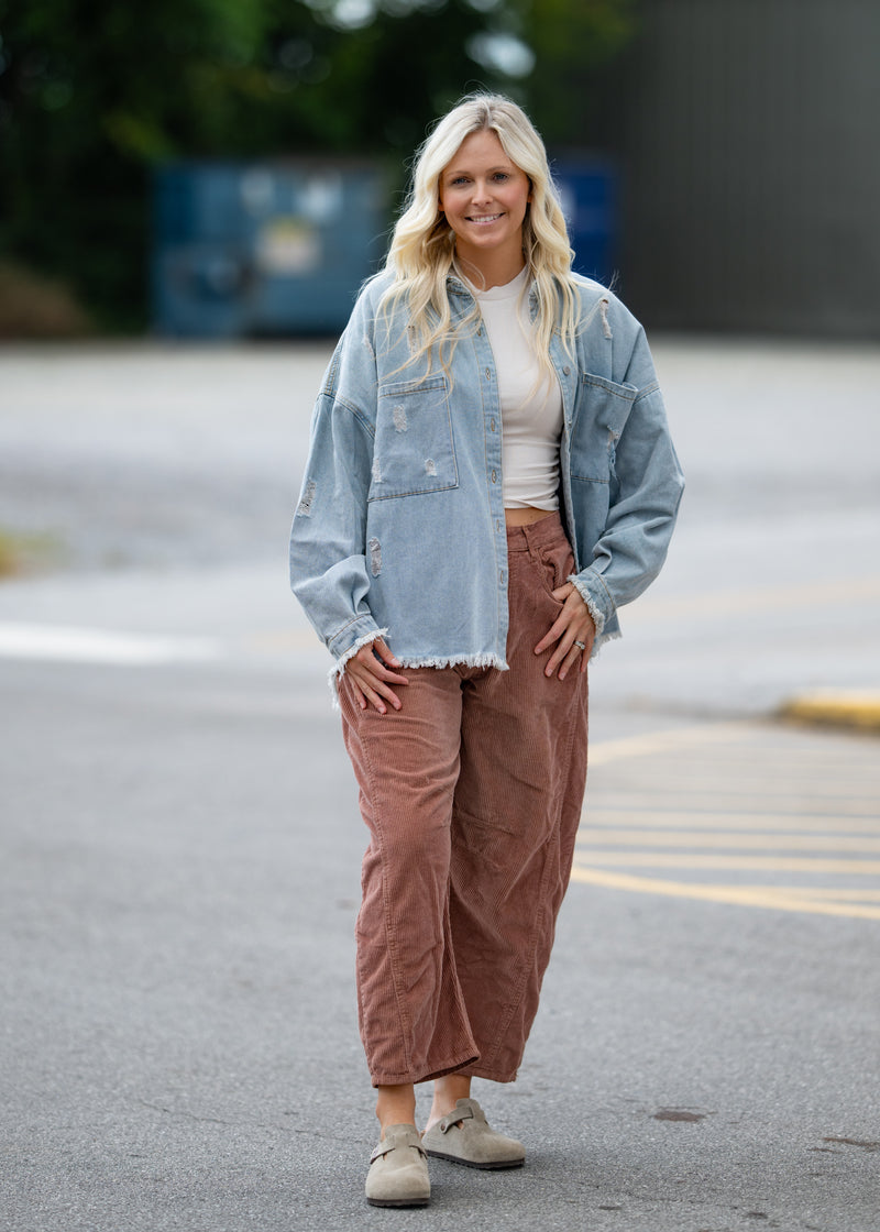 On Edge Distressed Denim Jacket